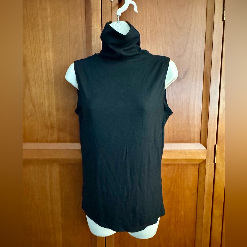 Women’s sleeveless high turtleneck fitted tank top black, XL
